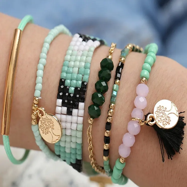 Moyamiya seed beads tree of life charm friendship bracelet bohemian jewelry sets cheap wholesale accessories women