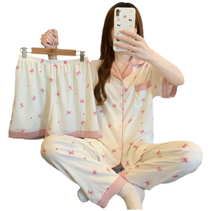 Graziosa <span class=keywords><strong>camicia</strong></span> <span class=keywords><strong>da</strong></span> <span class=keywords><strong>notte</strong></span> stampata <span class=keywords><strong>da</strong></span> donna alla moda Casual a <span class=keywords><strong>manica</strong></span> <span class=keywords><strong>corta</strong></span> abito <span class=keywords><strong>da</strong></span> <span class=keywords><strong>notte</strong></span> con colletto comoda e leggera - Product Image 1