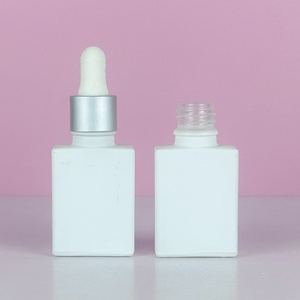 Unique Design <b>Empty</b> 30ml 1oz 50ml 100ml French Square Matt Black White Glass Essential Oil Dropper <b>Bottle</b> With Serum Pipette - Product Image 3