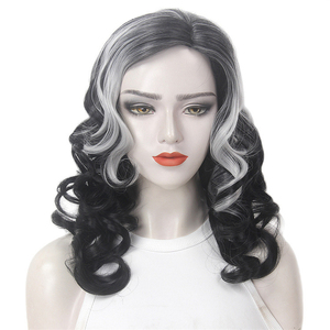 Nuova <span class=keywords><strong>parrucca</strong></span> moda <span class=keywords><strong>donna</strong></span> copricapo in fibra chimica grigio nero lunghi capelli ricci Cross-border vecchia signora argento grigio <span class=keywords><strong>parrucca</strong></span> - Product Image 6