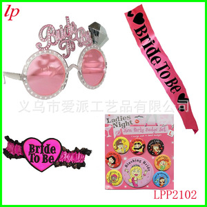 Set de Novia para Despedida de Soltera con Gafas, Correa para Cinturón, Banda para Pierna y Broches LPP2102 Accesorios para Despedida de Soltera - Product Image 1