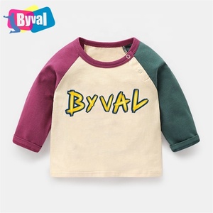 Cina all'ingrosso personalizzata logo t-shirt per bambini maniche lunghe magliette del bambino 100% cotone bianco di colore di contrasto del manicotto di raglan t-shirt kid - Product Image 6