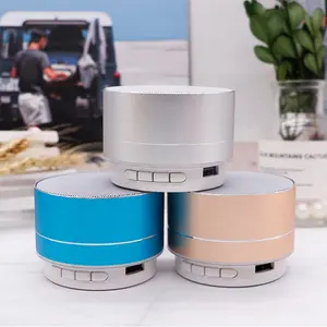 Penjualan Laris Speaker Nirkabel Portabel Mini Bulat Kecil Warna-warni A10 Logam Radio Fm Speaker Bluetooth