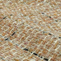 Tissu en tweed à paillettes, fil doré, à carreaux circulaires, 100% polyester, pour robe femme, sur mesure