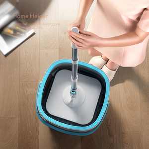 Serpillère rotative domestique très populaire avec seau, <span class=keywords><strong>tige</strong></span> de levage en acier inoxydable, manche télescopique, essorage sur quatre côtés, <span class=keywords><strong>réutilisable</strong></span>, sans contact manuel - Product Image 2