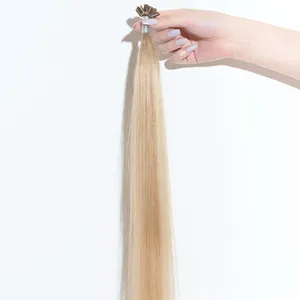 Üstün saç çift çizilmiş 100% işlenmemiş insan saçı 22 inç 1g yüksek ışık Keratin önceden bağlanmış u ucu insan saçı postiş