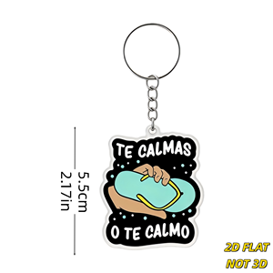 พวงกุญแจ Te Calmas O Te Calmo แบบอะคริลิก ดีไซน์ลายคำพูดภาษาสเปนตลกๆ รูปแบบรองเท้าแตะ น้ำหนักเบา ขนาดเล็ก - Product Image 2