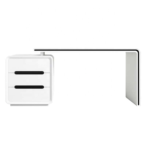 Mới được thiết kế 3 ngăn kéo Studio văn phòng nhà nghiên cứu bảng trắng có độ bóng cao sơn mài Bàn máy tính - Product Image 2