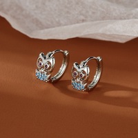 2025 nuevos pendientes de aro de búho de plata de ley S925 para mujer, diseño elegante Simple, accesorios de lujo accesibles a la moda