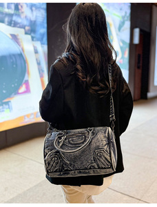 Bolso de Hombro de Mezclilla Estilo Coreano Vintage para Mujer, Gran Capacidad, con Diseño de Cremallera, Nuevo Bolso Cruzado de Mezclilla Boston - Product Image 5