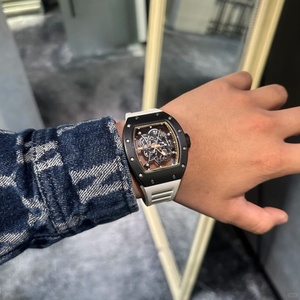 RMseries Tonneau <b>Skeleton</b> <b>Automatic</b> Men's Sports <b>Watch</b> Multicolor Silicone Strap Luxury <b>Skeleton</b> Wristwatch - Product Image 4