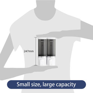 Nouveau distributeur de savon mural de luxe <span class=keywords><strong>sans</strong></span> rouille, en plastique, tactile, 500 ml*2 en 1, pompe, shampoing, hôtel, ensemble de salle de bain à 2 compartiments - Product Image 2