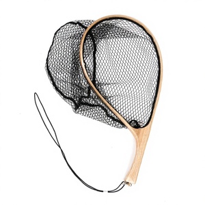Tenkara – filet d'atterrissage de <span class=keywords><strong>truite</strong></span> à poignée courbe en bois avec revêtement en caoutchouc - Product Image 1