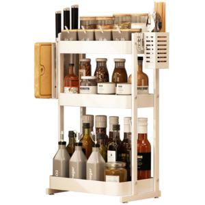 Cocina sobre el fregadero Estante de metal 2/3 niveles Botella de especias Cuchillo Plato Tabla de cortar Soporte de almacenamiento con instalación tipo gancho - Product Image 5