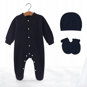 Ropa de Algodón para Bebés Recién Nacidos, Otoño 2022, Estilo Europeo y Estadounidense, Manga Larga, Diseño Sólido con Botones y Pies Cubiertos - Product Image 2