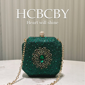 Luxury Emerald <strong>Green</strong> Sparkly Crystal <strong>Clutch</strong> - Elegant Mini Box Evening Bag for Women - Product Image 2