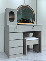 Coiffeuse minimaliste moderne avec miroir éclairé et rangement pour chambre et hôtel – Meuble de maquillage compact