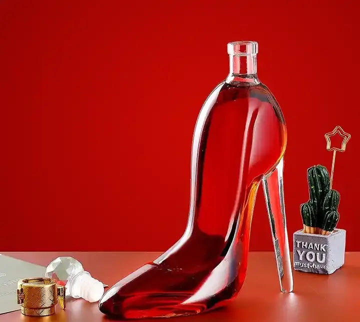 Unique shape 500ml 750ml High Heel Shoe Shape Liquor Whiskey Red Wine Vodka Glass Bottle