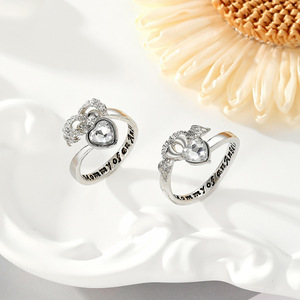 Anillo Mom Angel para mujer, forma de corazón, joyería grabada en plata, regalo, anillos de moda - Product Image 1