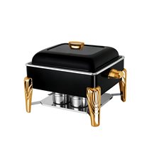 Chauffe-Plat de Luxe HADI pour Buffet d'Hôtel, Doré Blanc, Nouveau Design, 6L, Idéal pour Mariages et Fêtes