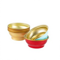 Boîte en aluminium laqué blanc uni avec couvercle doré, vide, 180ml, 250ml, 300ml, pour bouillie et soupe