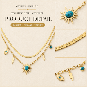 Collier superposé doré éclatant pour femme, idéal pour les festivals et les vacances, vente en gros directe usine - Product Image 4