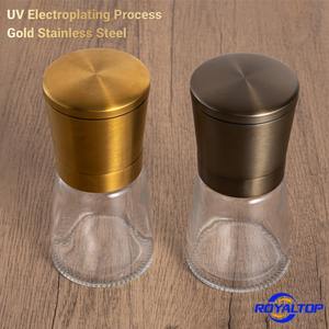 <span class=keywords><strong>Moulin</strong></span> à sel et à <span class=keywords><strong>poivre</strong></span> de luxe en acier inoxydable plaqué or, 160 ml, en verre, manuel, pour cuisine, restaurant, camping, barbecue - Product Image 2