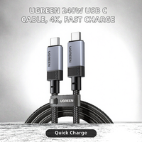 Kabel Nylon USB-C 240W Gen2 10Gbps USB 3.2 Output Video 4K 60Hz Pengisian Cepat 6A untuk iPhone 16/15/14 Pro Max