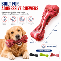 Jouet à mâcher pour chien en caoutchouc naturel, forme d'os, résistant aux morsures, interactif, durable, réaliste, pour le nettoyage dentaire et le soulagement de l'anxiété