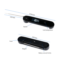 Thermomètre à viande pliable avec sonde SUS304, lecture instantanée rapide en 0,6s, 0,3 ° Écran LCD rétroéclairé étanche IP66 de haute précision pour barbecue