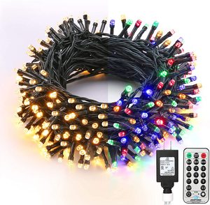 Guirlande lumineuse LED 400 ampoules blanc chaud multicolore pour intérieur et extérieur, décoration de Noël avec télécommande et minuterie, étanche IP65 - Product Image 1