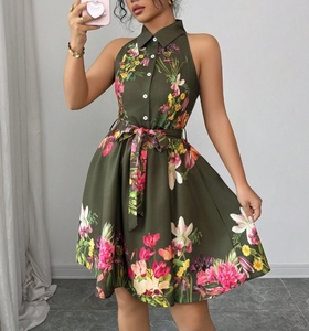 Nuovo Abito da Donna 2026, Vestito Floreale con Colletto a Camicia e Scollo all'Americana, Mini Abito Francese a Trapezio con Vita Stretta Effetto Snellente per Vacanze - Product Image 4