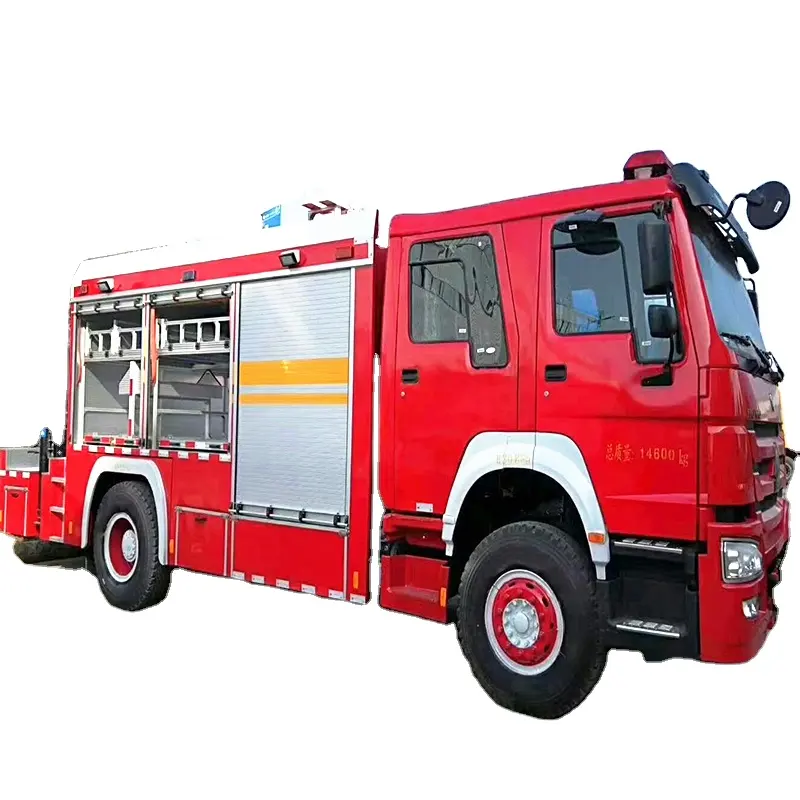Howo caminhão de bombeiros 4x2 6m3, caminhão de bombeiros com guindaste de resgate, tendência de emergência para venda, fabricante