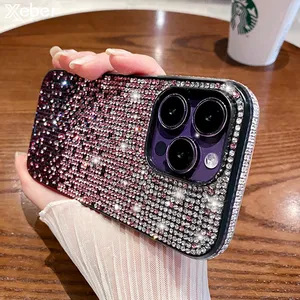 Luxe Bling Glitter Diamant Gradient Strass Téléphone étui pour <span class=keywords><strong>iphone</strong></span> 15 14 Pro Max 13 12 11 X XR XS 7 8 Plus <span class=keywords><strong>SE</strong></span> Couverture Souple - Product Image 1