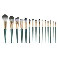 Ensemble de 15 pinceaux de maquillage personnalisés YMF de luxe, échantillon gratuit, écologiques, vegan, poils synthétiques doux, étiquette privée, couleur verte