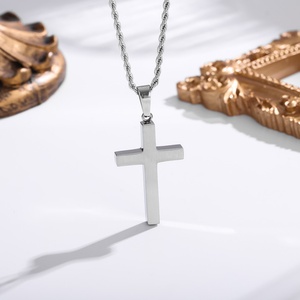 <b>Cross</b> Necklace for Men 316L Stainless Steel 18K Gold Plated Rope <b>Chain</b> Christian Faith Durable Daily Wear Non Tarnish Christmas - Product Image 2