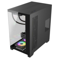 Nuevo Chasis para PC Gaming ATX de Torre Media, Carcasa Negra para Computadora de Escritorio con Malla de Refrigeración por Flujo de Aire
