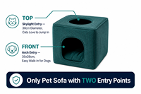 Canapé double pour animaux de compagnie avec lit intégré, design carré, rembourrage en éponge écologique, idéal pour appartement et villa