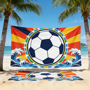 <span class=keywords><strong>Serviette</strong></span> de piscine grande taille anti-sable à design personnalisé, serviettes de plage et de <span class=keywords><strong>bain</strong></span> en microfibre imprimées sur mesure pour le football - Product Image 1