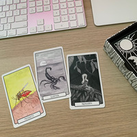 Impression personnalisée de 78 cartes de tarot Oracle avec dorure verte, jeu de cartes de tarot de haute qualité avec bordure verte, avec couvercle et boîte inférieure