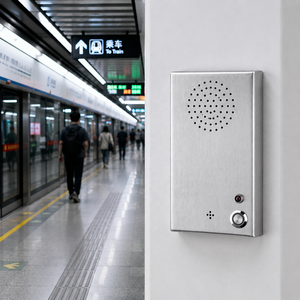 Borne d'appel d'urgence murale antivandalisme en acier inoxydable à un bouton pour métro, aéroport, banque, école - Product Image 6
