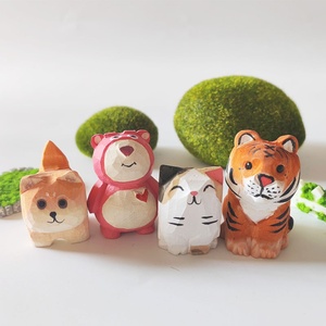 Figuras Decorativas <span class=keywords><strong>de</strong></span> <span class=keywords><strong>Madera</strong></span> Maciza Talladas a Mano con Temática Animal: Gatitos, Cachorros, Tigres, Pequeñas Manualidades <span class=keywords><strong>de</strong></span> Decoración para Escritorio - Product Image 1