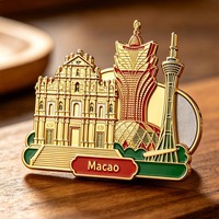 Aimant de réfrigérateur personnalisé en métal avec logo de pays ou de ville, souvenir de Macao, aimant de réfrigérateur pour cadeau
