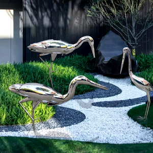 Grande sculpture d'animal en acier inoxydable 304, faite à la main, pour montage au sol extérieur, décoration de jardin et de parc - Product Image 4