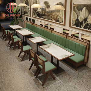 Muebles de Restaurante de Cuero, Estilo Moderno, para Cafetería Comercial, Tipo Pizza China, McDonald's, Mármol, con Juego de Mesa y Sillas - Product Image 2
