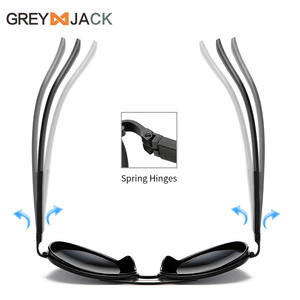 Lunettes de soleil aviateur grises pour hommes, monture en métal noir TR, verres TAC, protection UV400, type polarisé 3, pare-soleil - Product Image 5