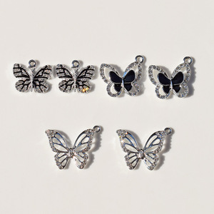Pendentif papillon en alliage de zinc incrusté de strass pour la fabrication de boucles d'oreilles, composants de bijoux DIY - Product Image 2