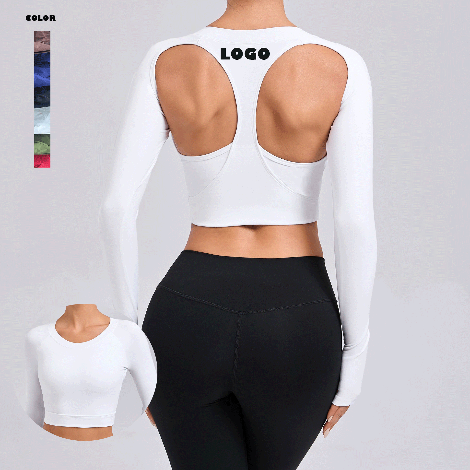 Spandex Long Sleeve Yoga Top Sexy High Quality Summer Gym Shirt Wholesale Padded Backless Yoga Wear for Women