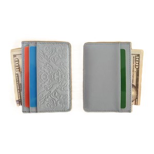 Portefeuille fin pour femme en cuir de vache véritable bleu clair avec motif de dragon en relief, portefeuille de mode en cuir véritable pour femme - Product Image 5