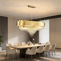 Lustre en cristal K9 au design moderne pour salon, lampe dorée de luxe pour salle à manger et décoration intérieure